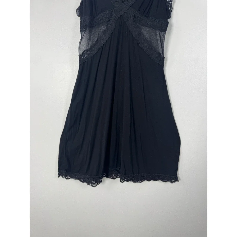 Coquette Adore Me Women Medium Chemise Black Lace Mesh Trim Babydoll Nightie - Picture 9 of 9